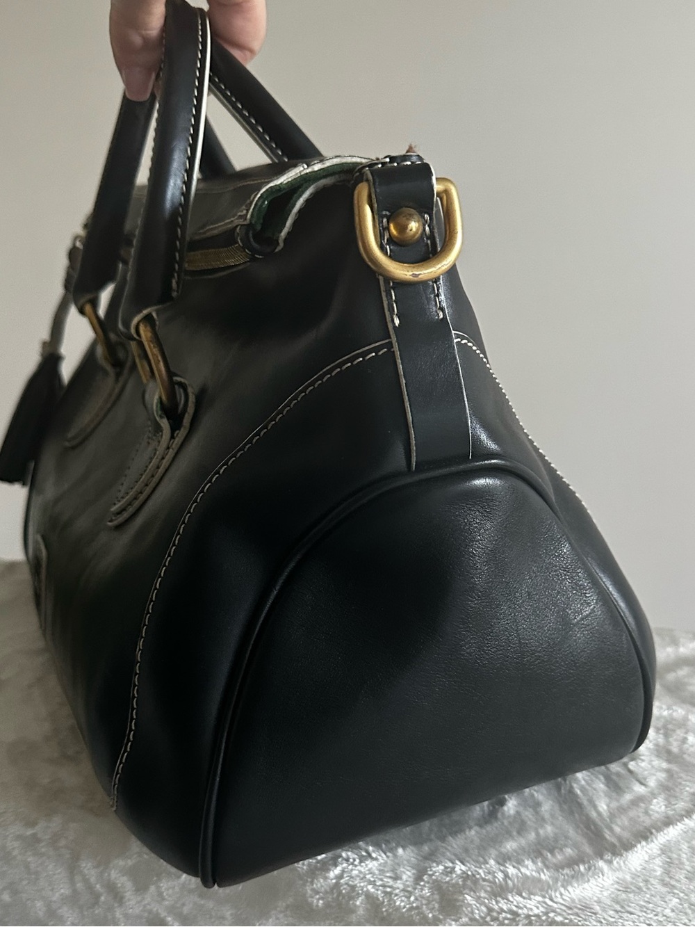 Dooney & Bourke Black Florentine Leather Edge Satchel - Picture 8 of 12